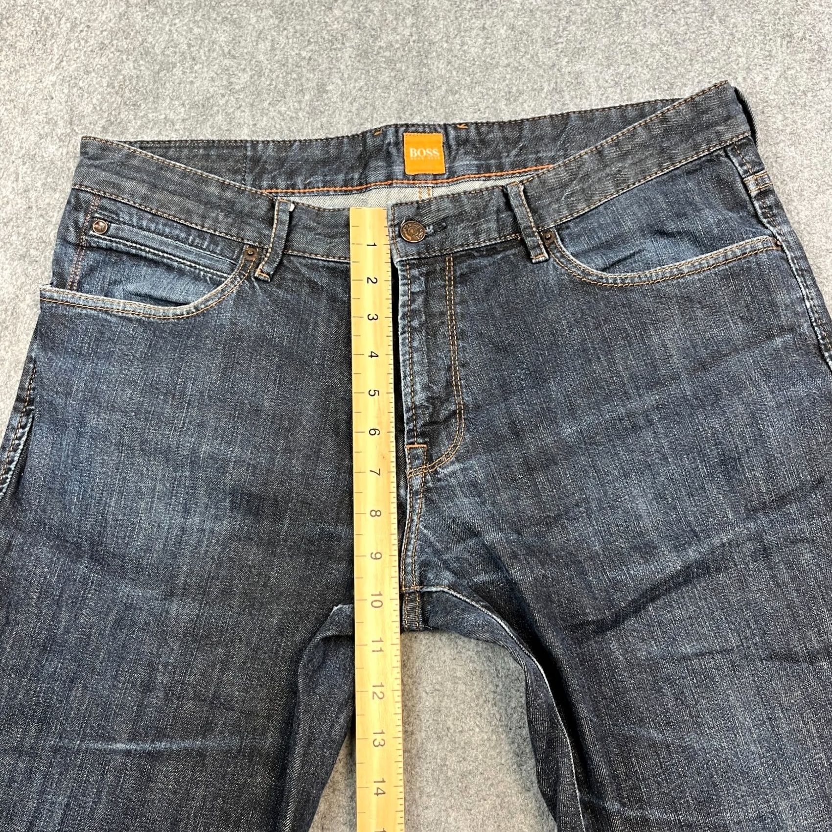 Hugo Boss HUGO BOSS Jeans Straight 36 34 Dark Blue Wash Stretch Whiskers Orange 24 Mens Regular Denim Cotton Elastane 5-Pocket Size US 36 / EU 52 - 5 Thumbnail