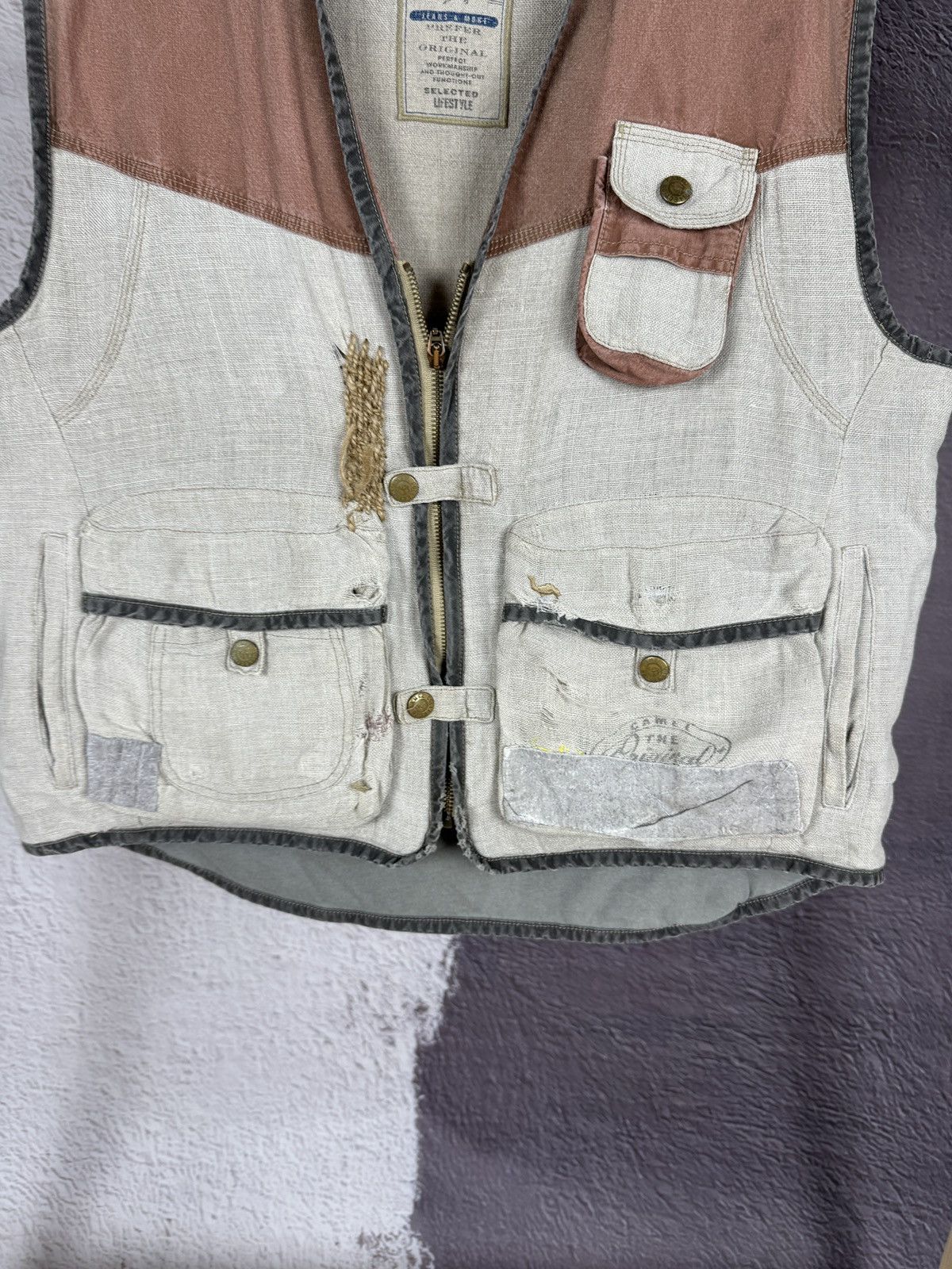 Camel Camel fishing cotton linen faded custom vintage vest outdoor Size US L / EU 52-54 / 3 - 7 Thumbnail