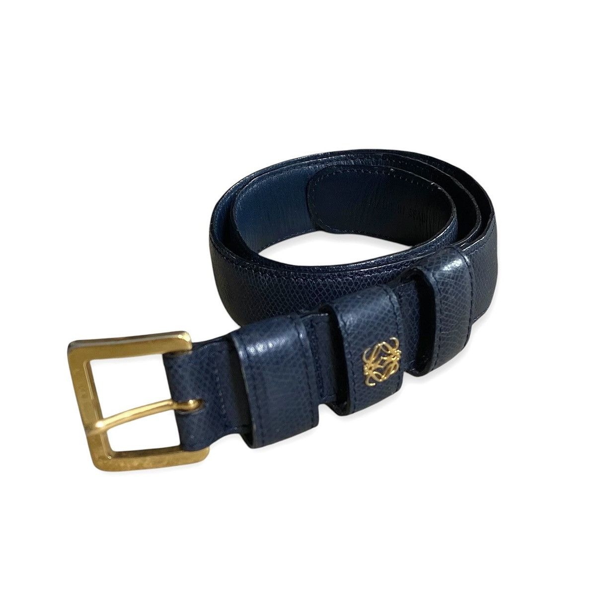 Loewe × Vintage Loewe small logo anagram leather belt navy Size ONE SIZE - 2 Thumbnail