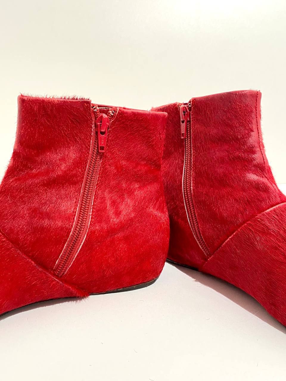 Chloe Chloe Red Pony Hair Ankle Zip Boots Vintage Y2K Size US 8 / IT 38 - 6 Thumbnail
