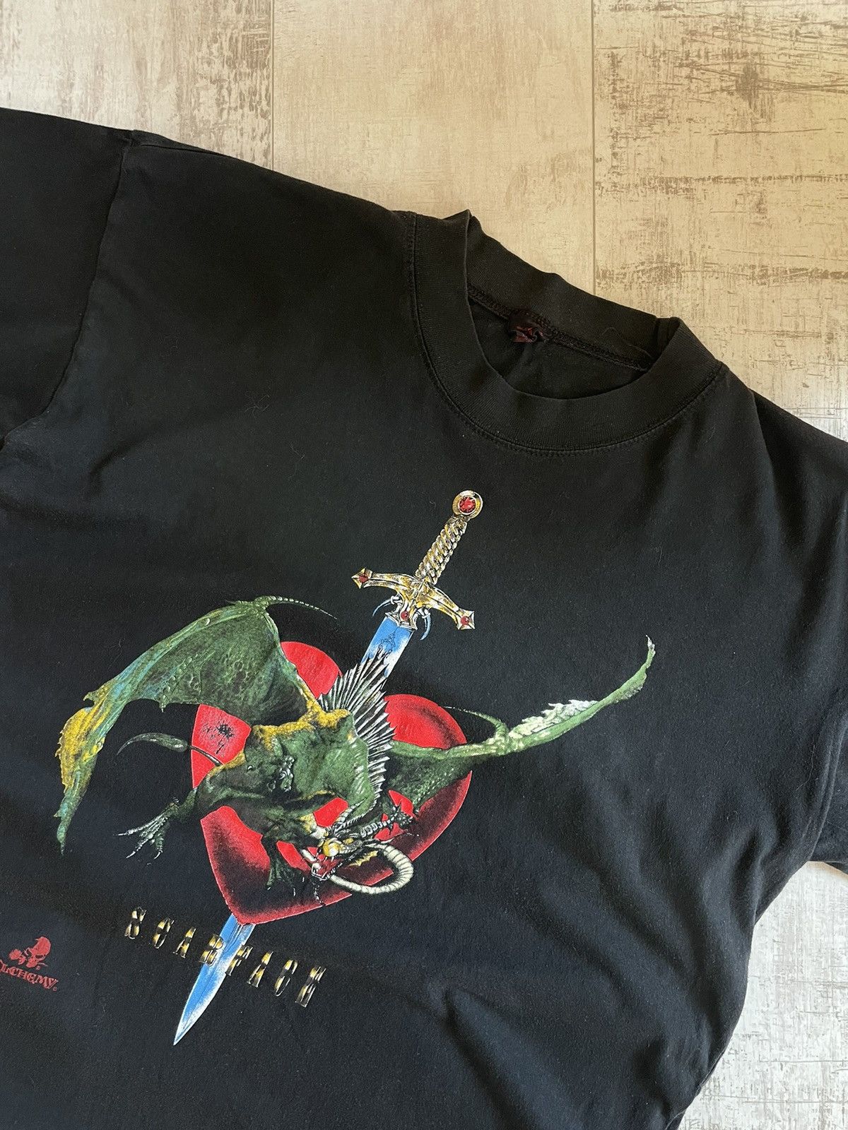 Band Tees × Vintage VERY RARE 1991 Alchemy Scarface Gothic Metal T-Shirt Japan Size US XL / EU 56 / 4 - 3 Thumbnail