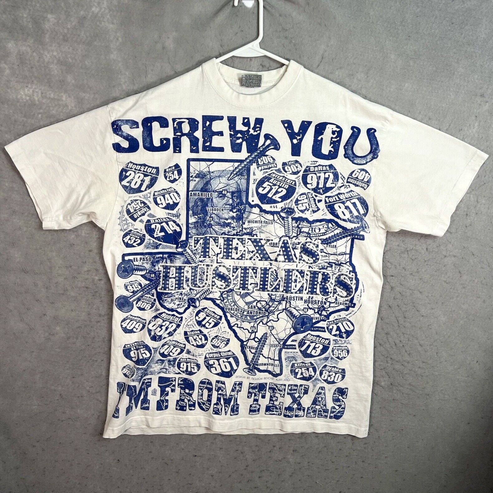 image of Vintage 90's Don't Mess With Texas Hustlers Screw You T Shirt Adult 2Xl Mens in White