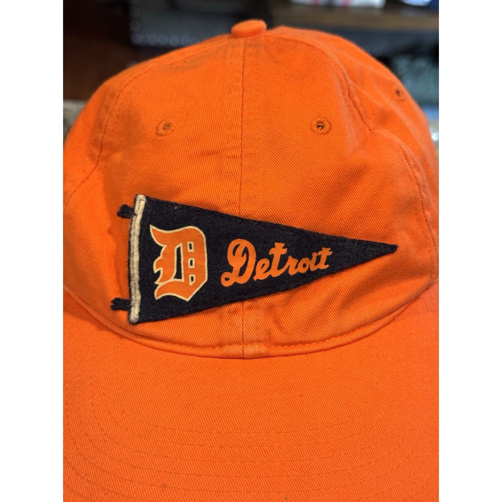 Nike VINTAGE Nike Team Sports Detroit Tigers Pennant Cooperstown Strapback Hat MLB Men One Size Orange Adjustable Cotton Baseball Cap Size ONE SIZE - 2 Thumbnail