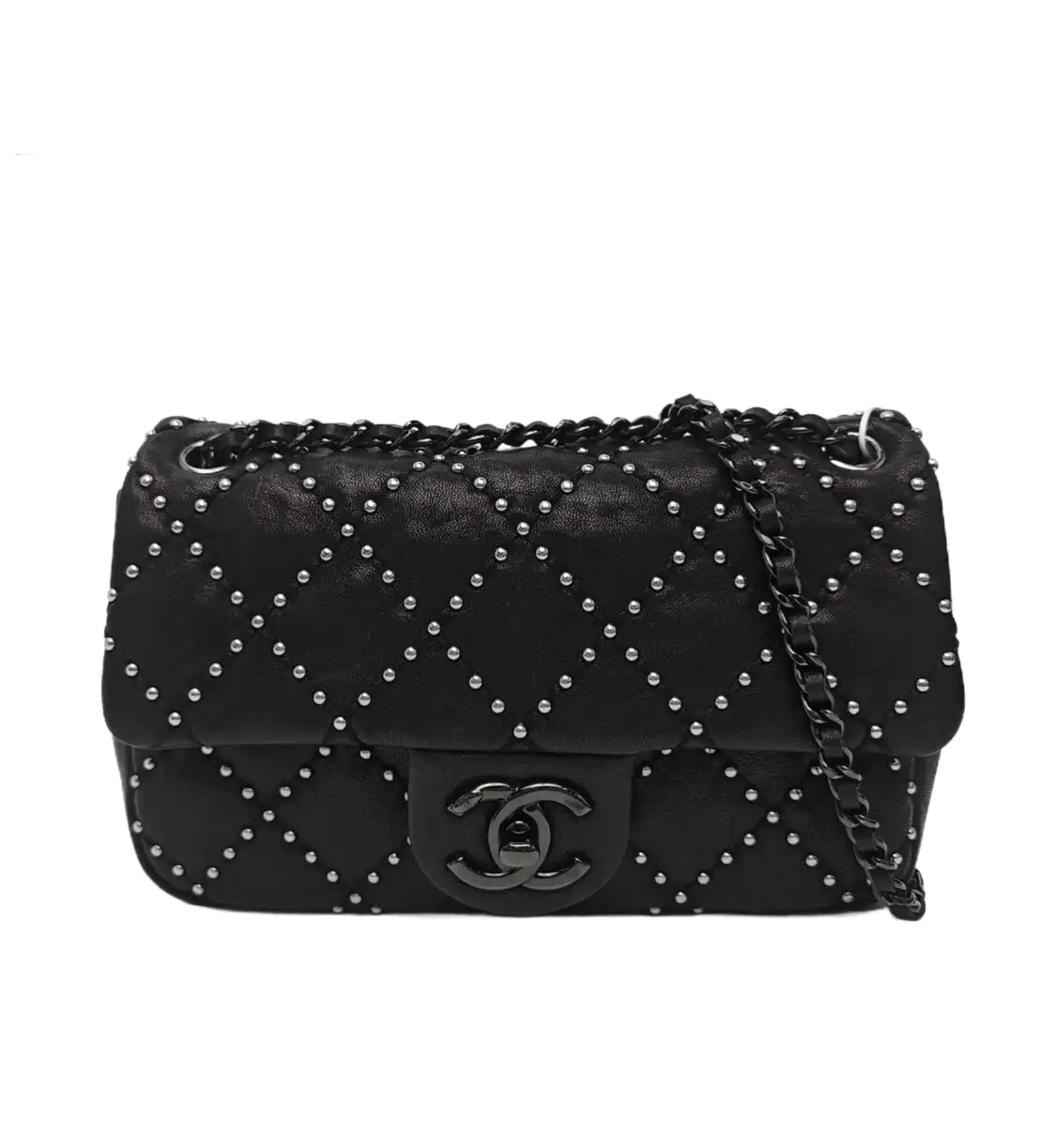 Chanel Classic Flap Mini Black Sheepskin Quilted Flap Bag Chain Bag Shoulder Cro, Women's