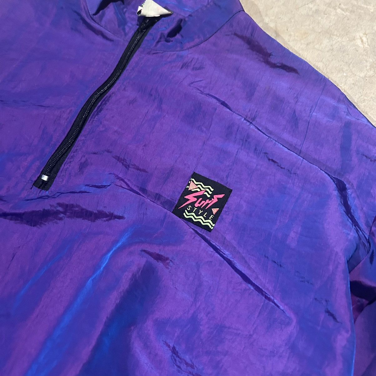 Vintage Crazy Vintage 90s Surf Style Iridescent Windbreaker Jacket Size US XL / EU 56 / 4 - 4 Thumbnail