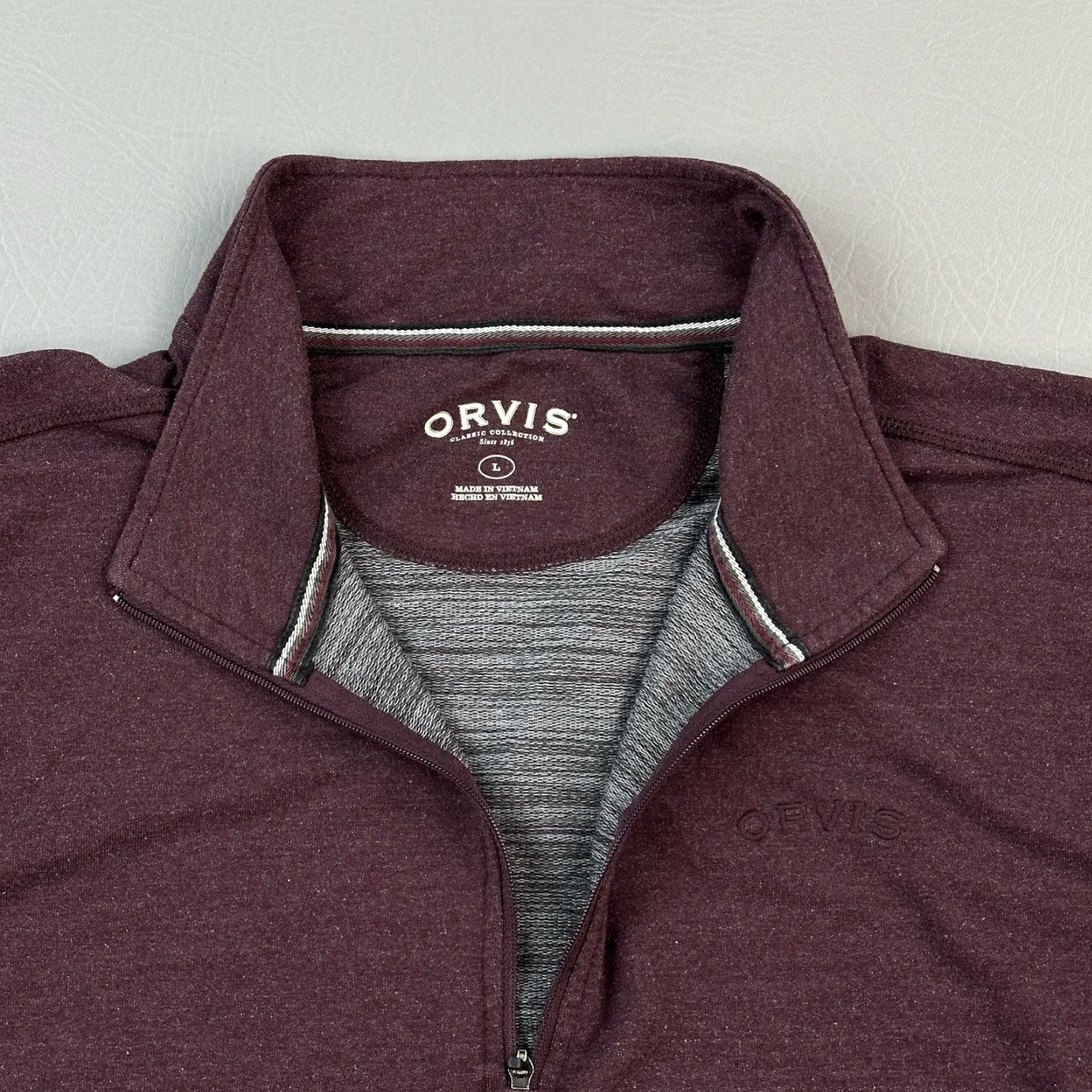 Orvis Orvis Pullover Mens Large Burgundy French Terry 1/4 Zip Outdoor Hiking Casual Shirt Size US L / EU 52-54 / 3 - 3 Thumbnail
