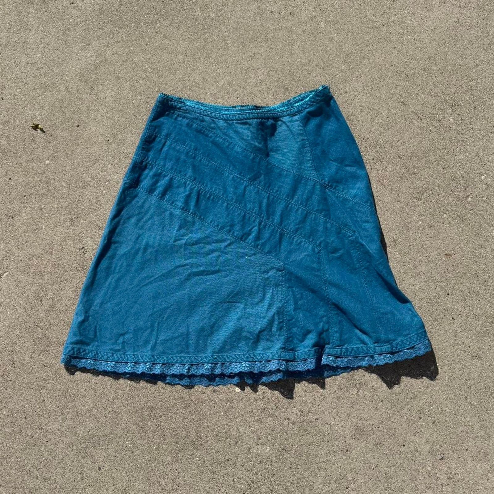 Vintage ✿ Vintage Y2K Teal Mini Skirt ✿ Size 28" / US 6 / IT 42 - 2 Thumbnail