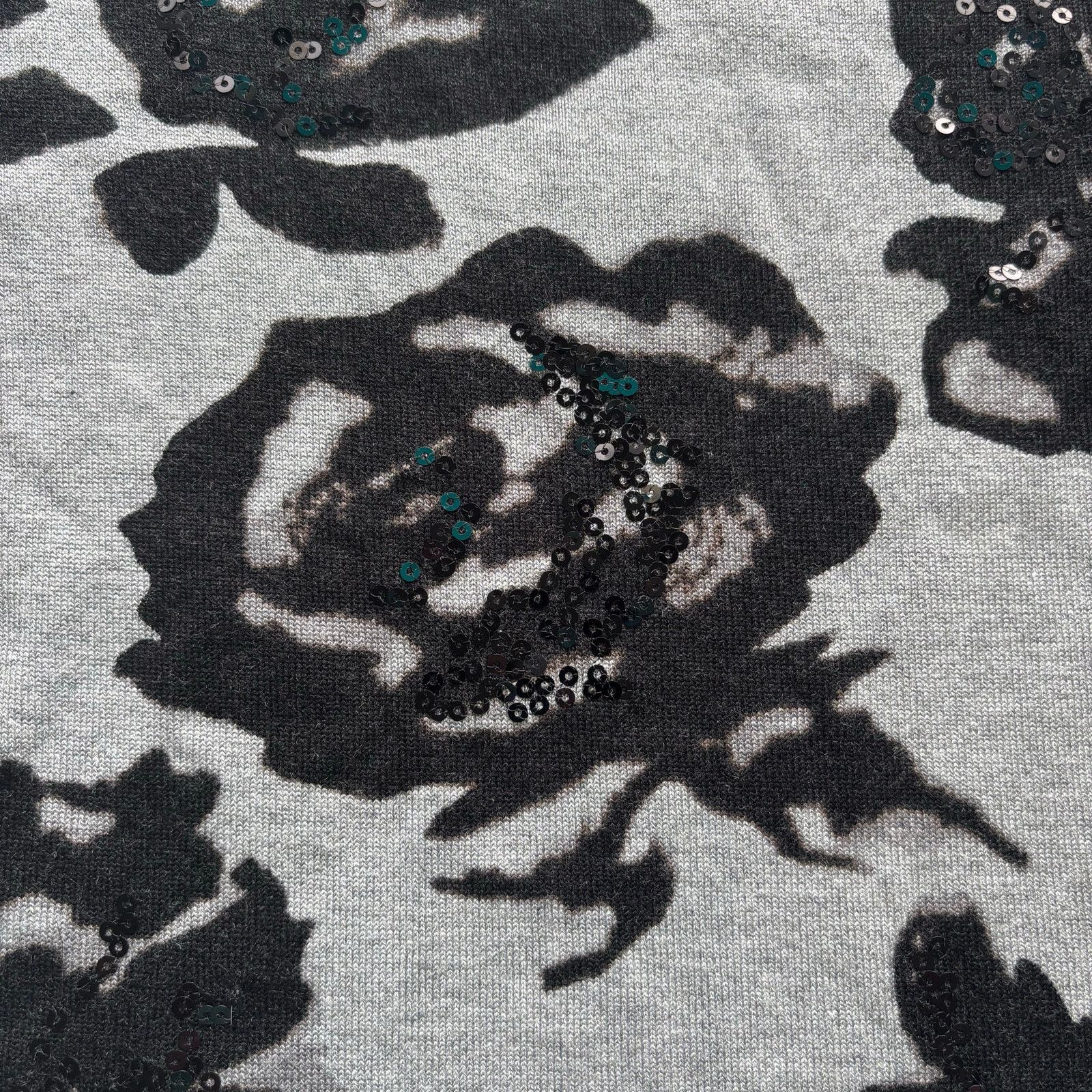 Other Premise Studio Gray Black Floral Knit Top Scoop Neck Large Size L / US 10 / IT 46 - 5 Thumbnail