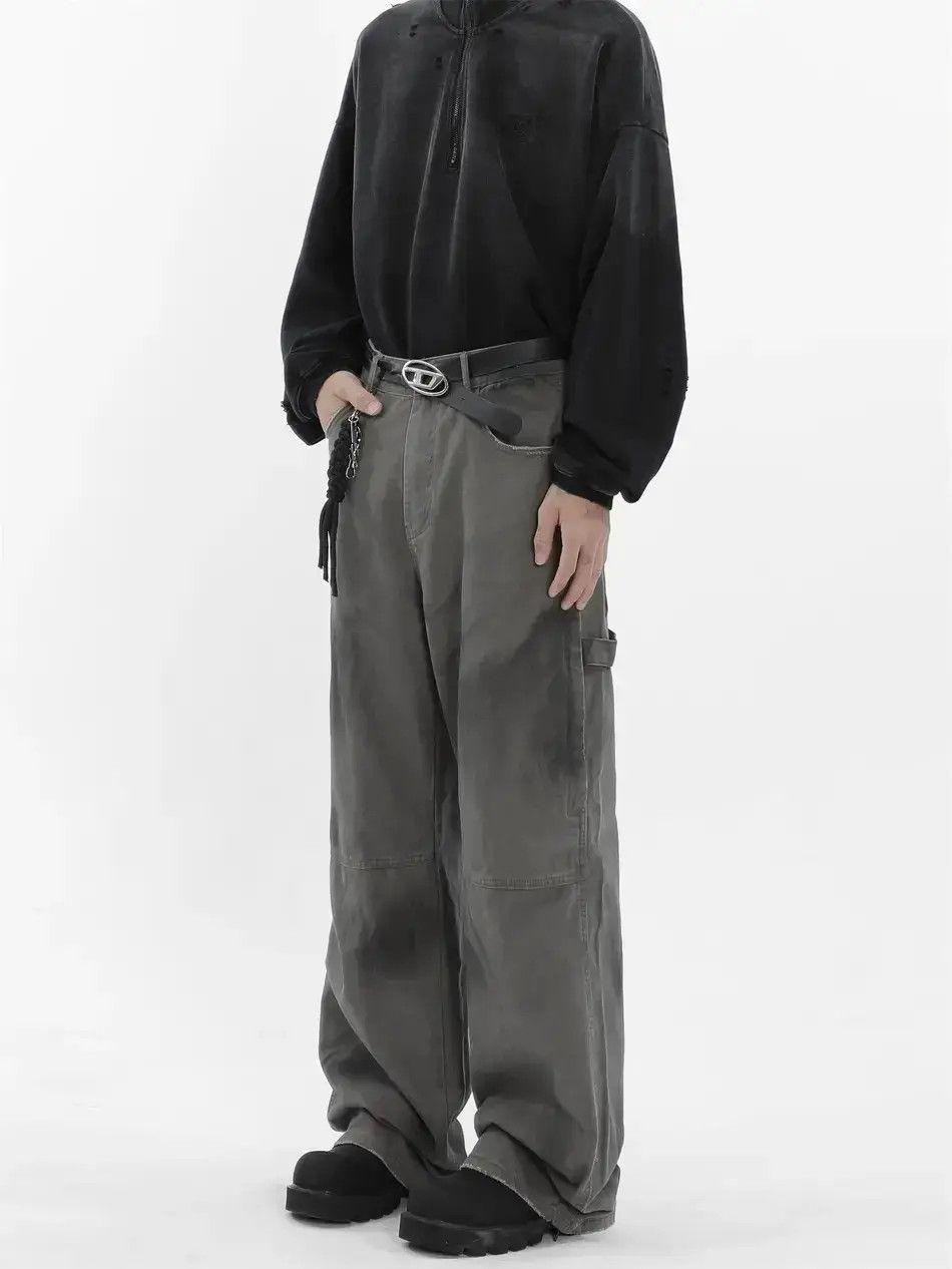 Japanese Brand Retro distressed dirty washed zippered jeans Size US 32 / EU 48 - 2 Thumbnail