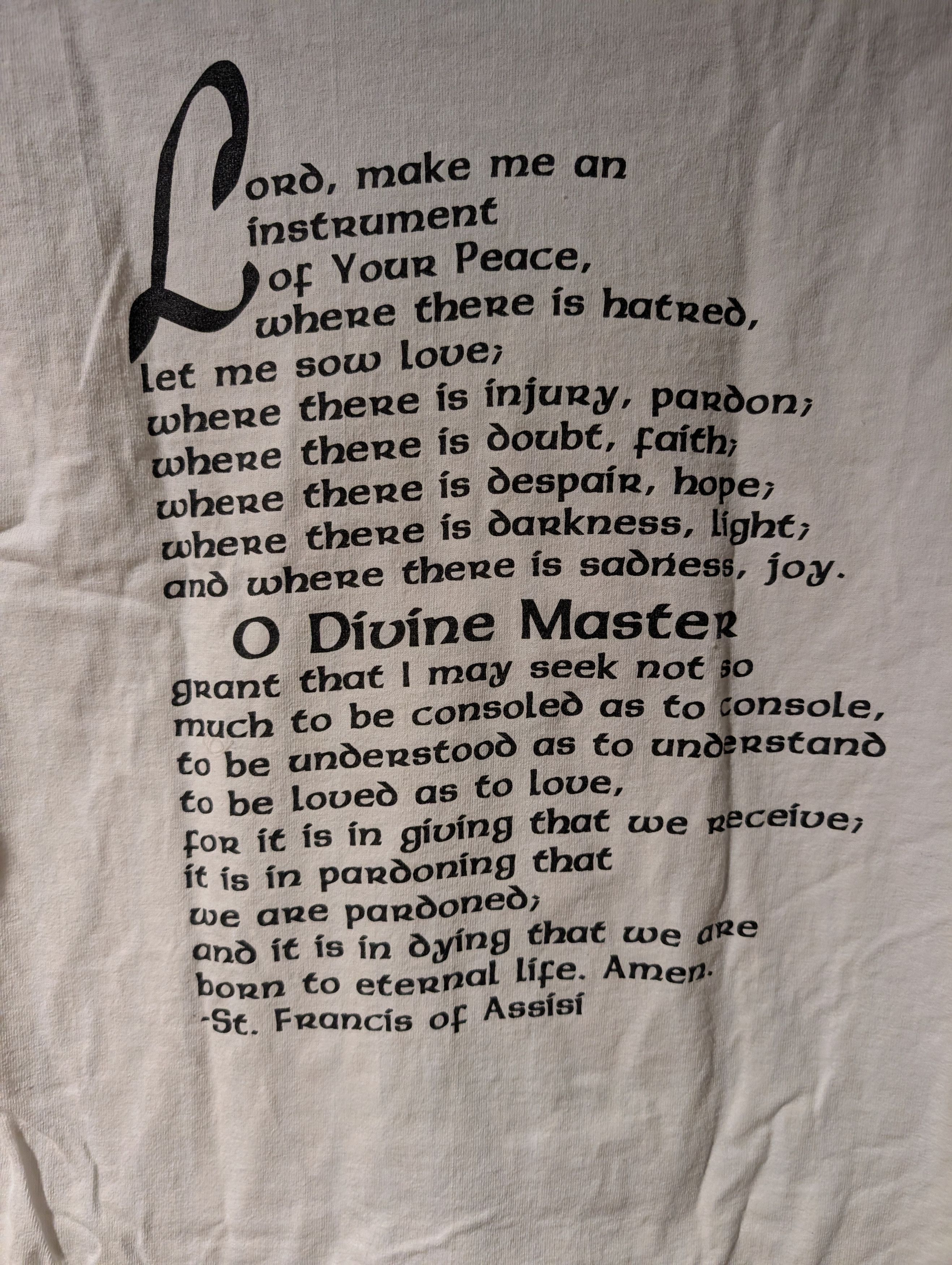 Hanes Vintage 1994 Saint Francis Assisi T-Shirt Catholic Religion Size US M / EU 48-50 / 2 - 6 Thumbnail