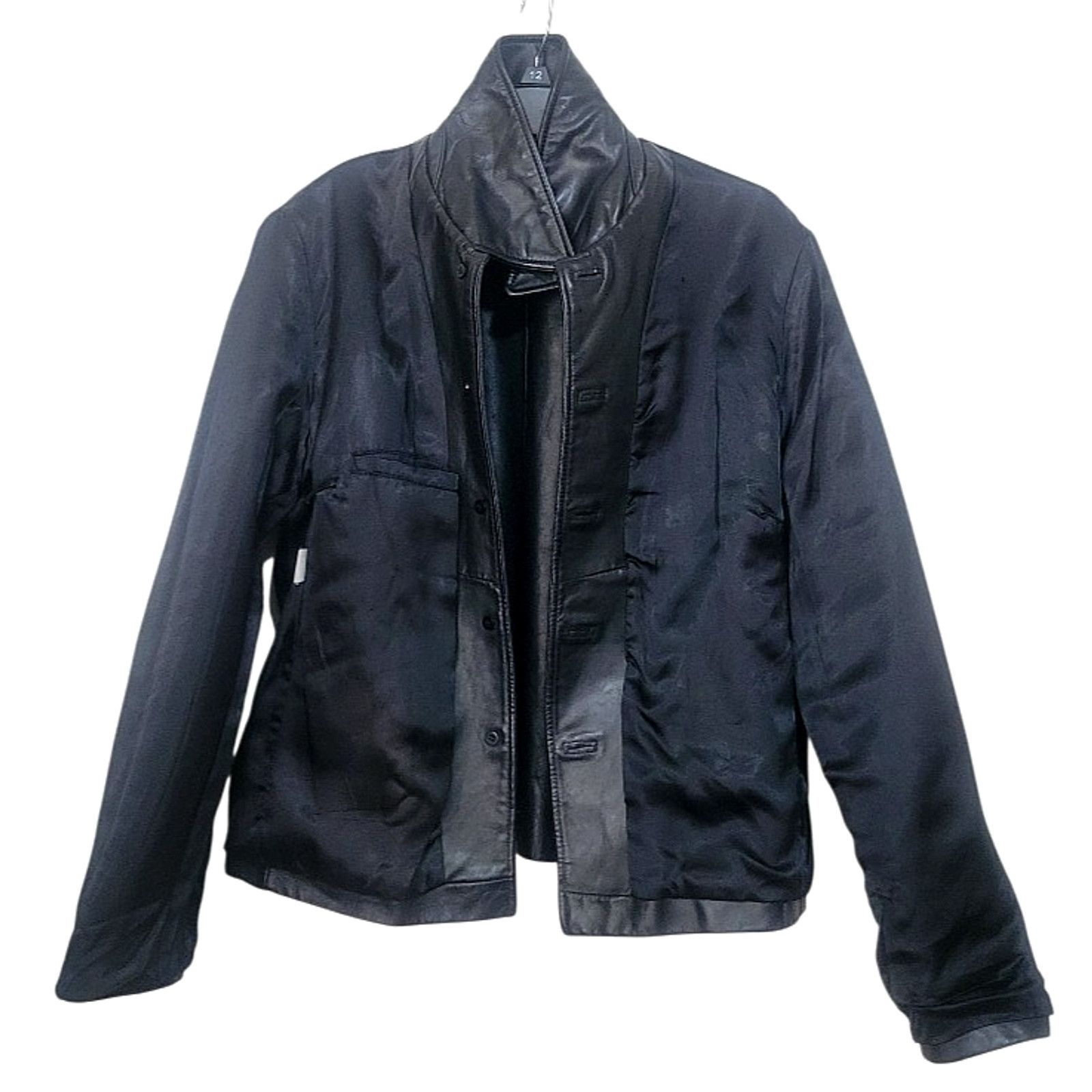 J.Crew J Crew Women Leather jacket black oil slick iridescent Sz L Size L / US 10 / IT 46 - 3 Thumbnail