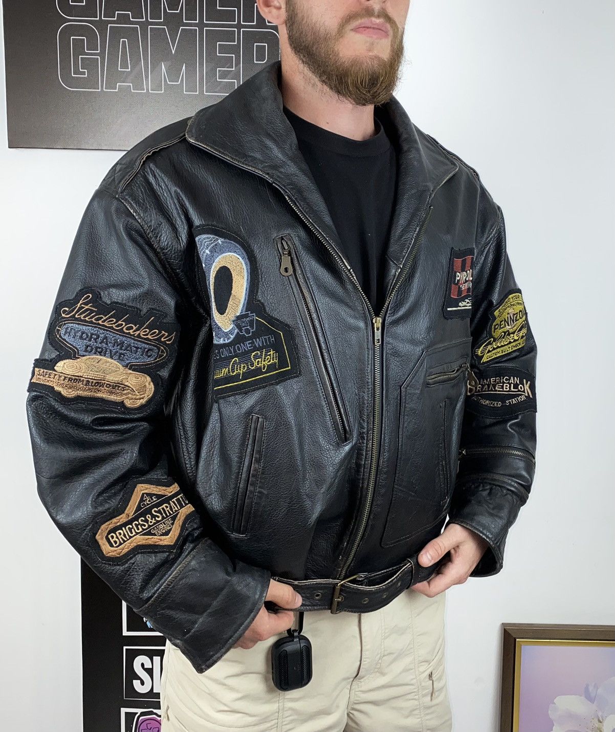 Other × Vintage Front Line Leather Biker Rollfast Indianapolis 