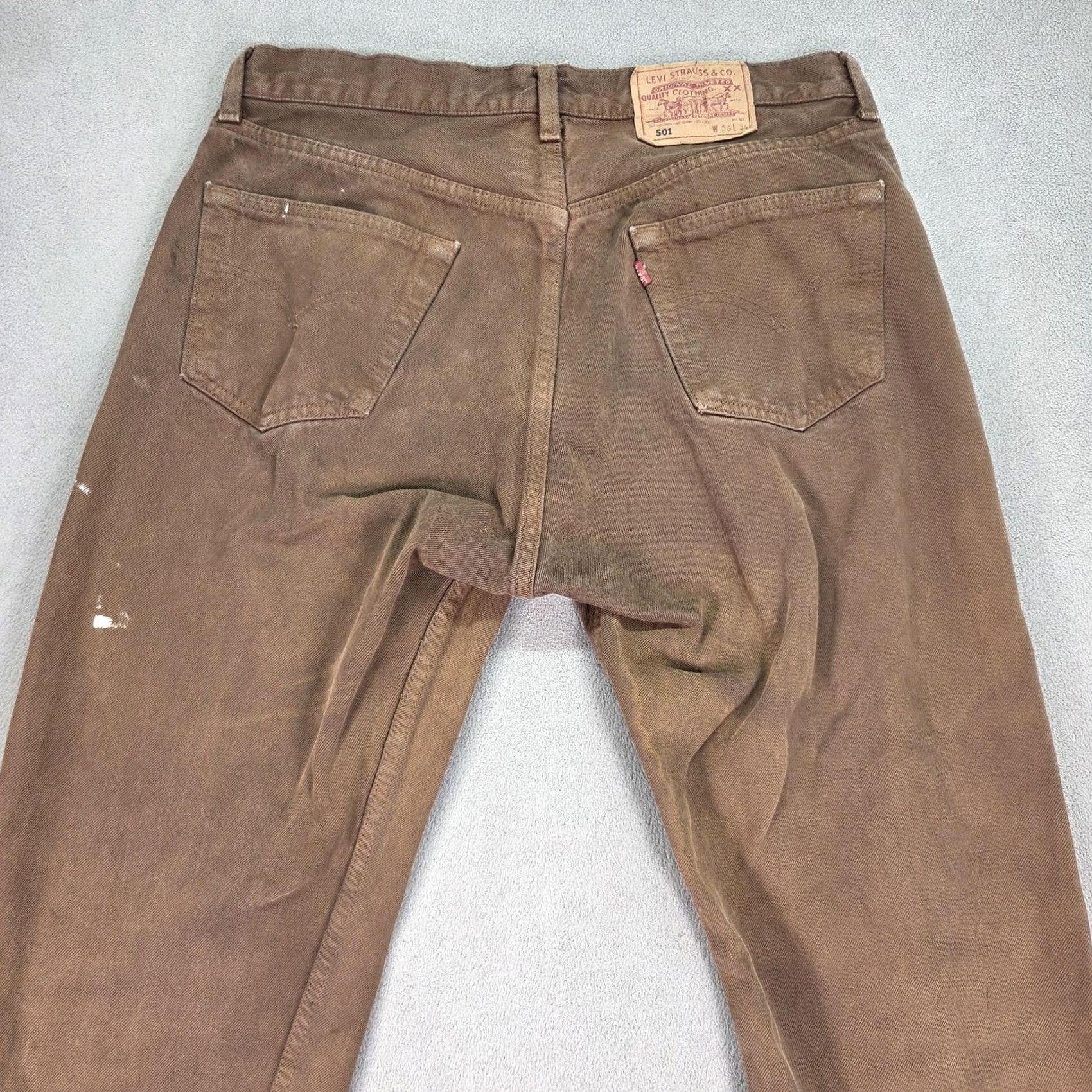 Levi's VINTAGE Levi's 501 Jeans Mens Regular 32x34 Brown Distressed Paint Splatter Made In USA 90s Men Size US 32 / EU 48 - 5 Thumbnail