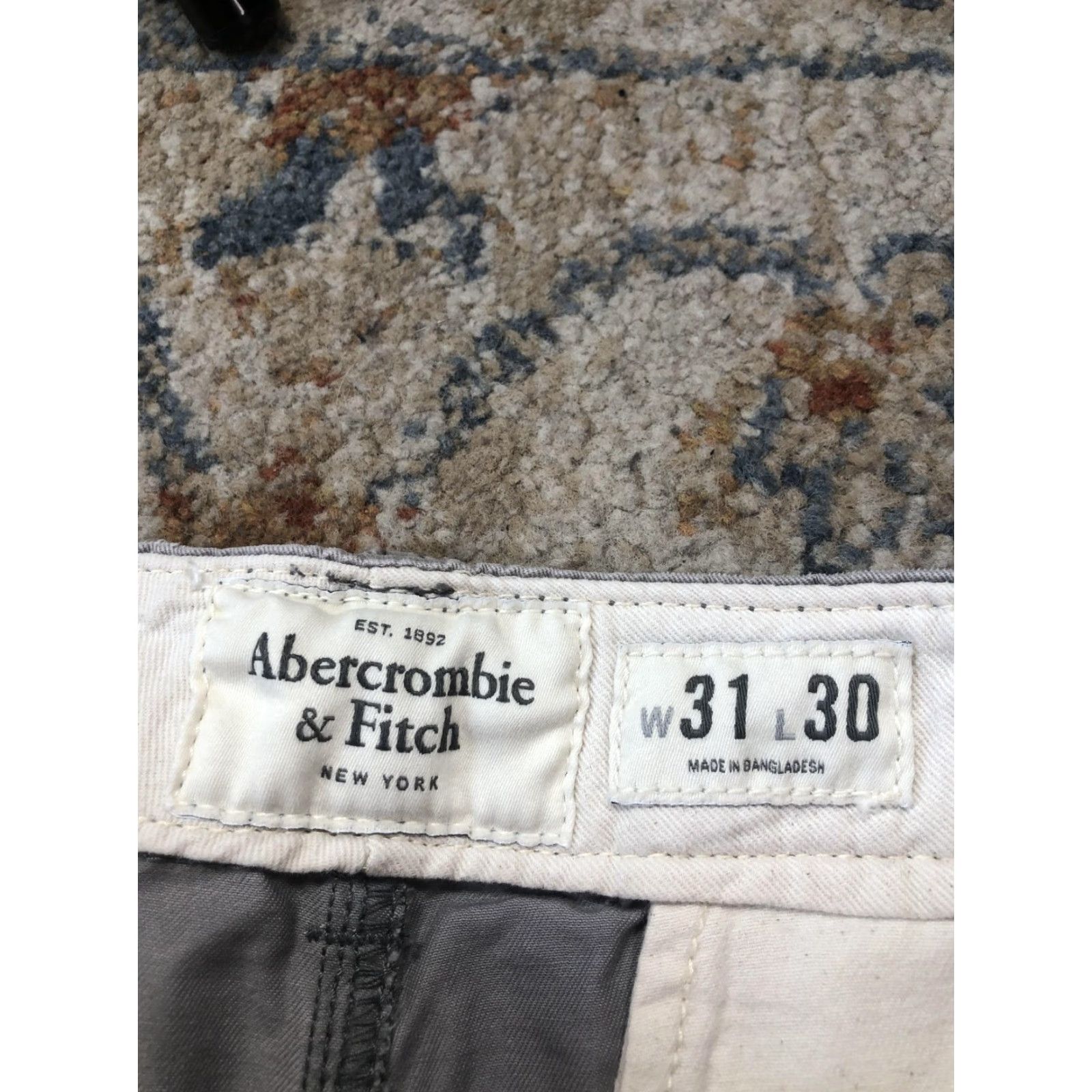Abercrombie & Fitch Abercrombie & Fitch Pants Mens 31x30 Gray Chino Straight Leg Casual Cotton Size US 31 - 6 Thumbnail