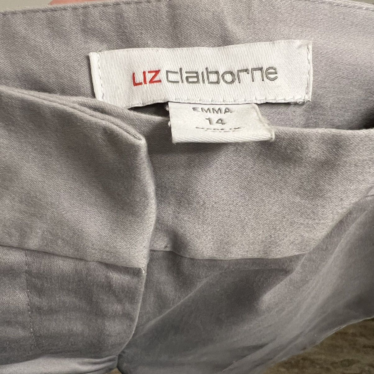 Other Liz Claiborne Women Pants 14 Gray Cotton Blend Straight Size 36" / US 14 / IT 50 - 5 Thumbnail