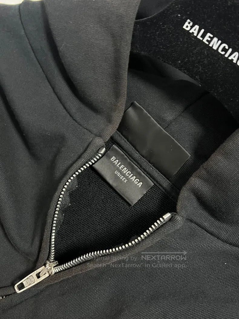 Balenciaga Balenciaga Distressed black zip-up jacket hoodie Size US S / EU 44-46 / 1 - 6 Thumbnail