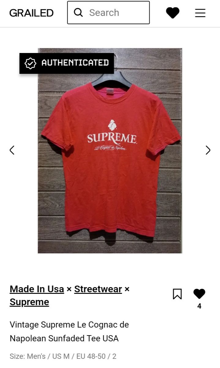 Supreme Vintage Supreme Le Cognac de Napolean Sunfaded Tee USA Size US M / EU 48-50 / 2 - 10 Thumbnail