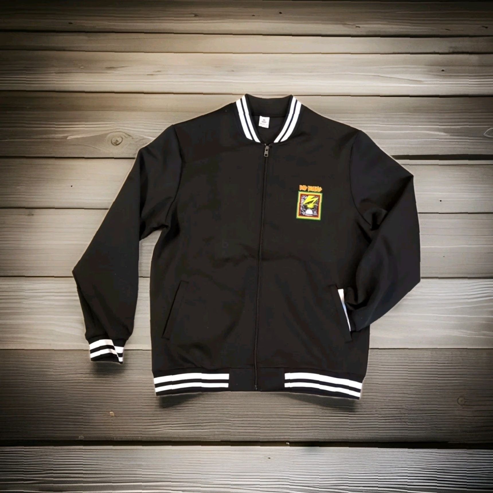 Rains Bad Brains Black Zip Up Track Jacket XL 47" Chest Band Collar Punk 1976 Wind-Resistant Pockets Elastic Waist Full Zip Size US XL / EU 56 / 4 - 2 Thumbnail