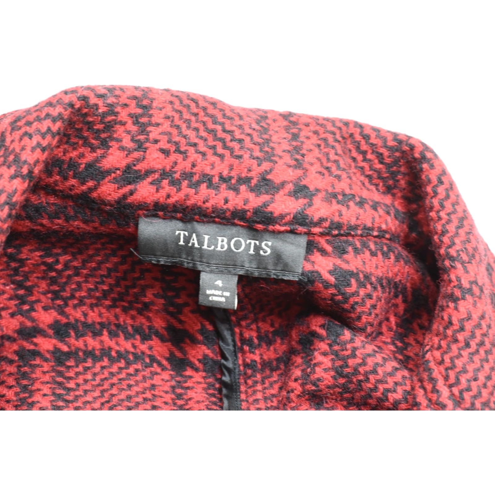 Talbots Talbots Blazer Jacket Wool Blend Houndstooth Plaid Two Button Red Regular Women XS-4 Size S / US 4 / IT 40 - 8 Thumbnail
