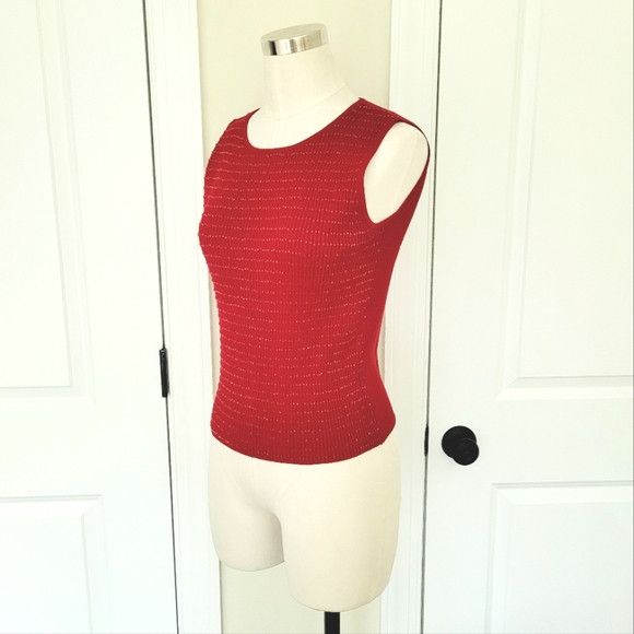 Other Kate Hill Petite Beaded Silk Blend Ribbed Sweater Tank Sz PM Size M / US 6-8 / IT 42-44 - 3 Thumbnail
