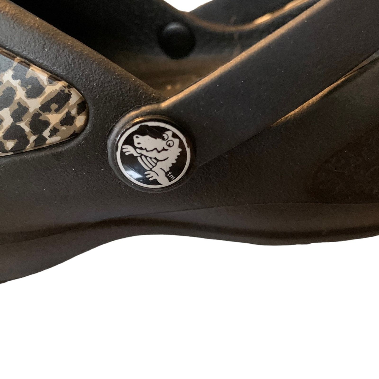 Crocs Crocs Women's Size 6 Clog Black Leopard Print Design Sandal Size US 6 / IT 36 - 9 Thumbnail