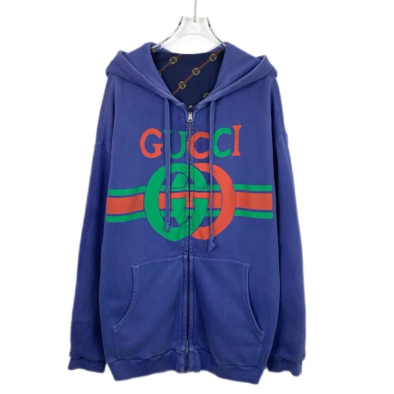 Gucci Gucci Blue logo pattern printed full print double-sided hoo Size US S / EU 44-46 / 1 - 1 Thumbnail