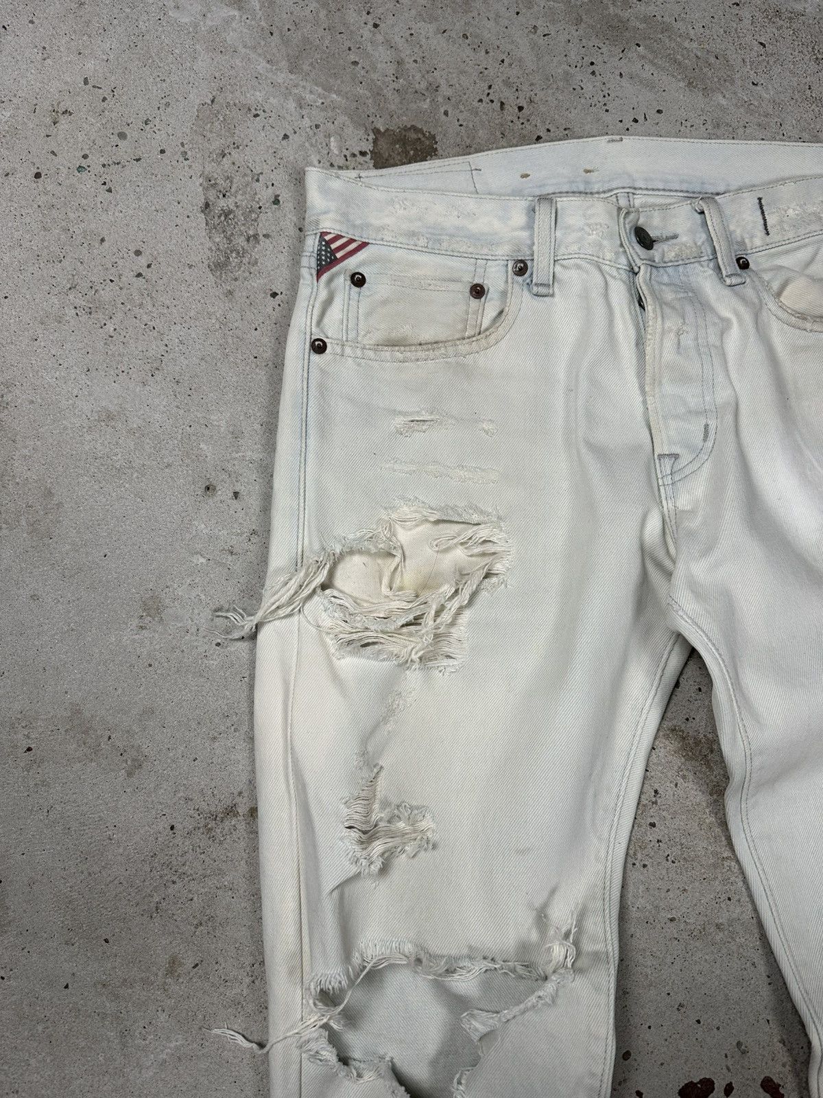 Polo Ralph Lauren × Vintage Vintage Y2K Ralph Lauren Distressed Bleached Denim Pants Size US 31 - 8 Thumbnail