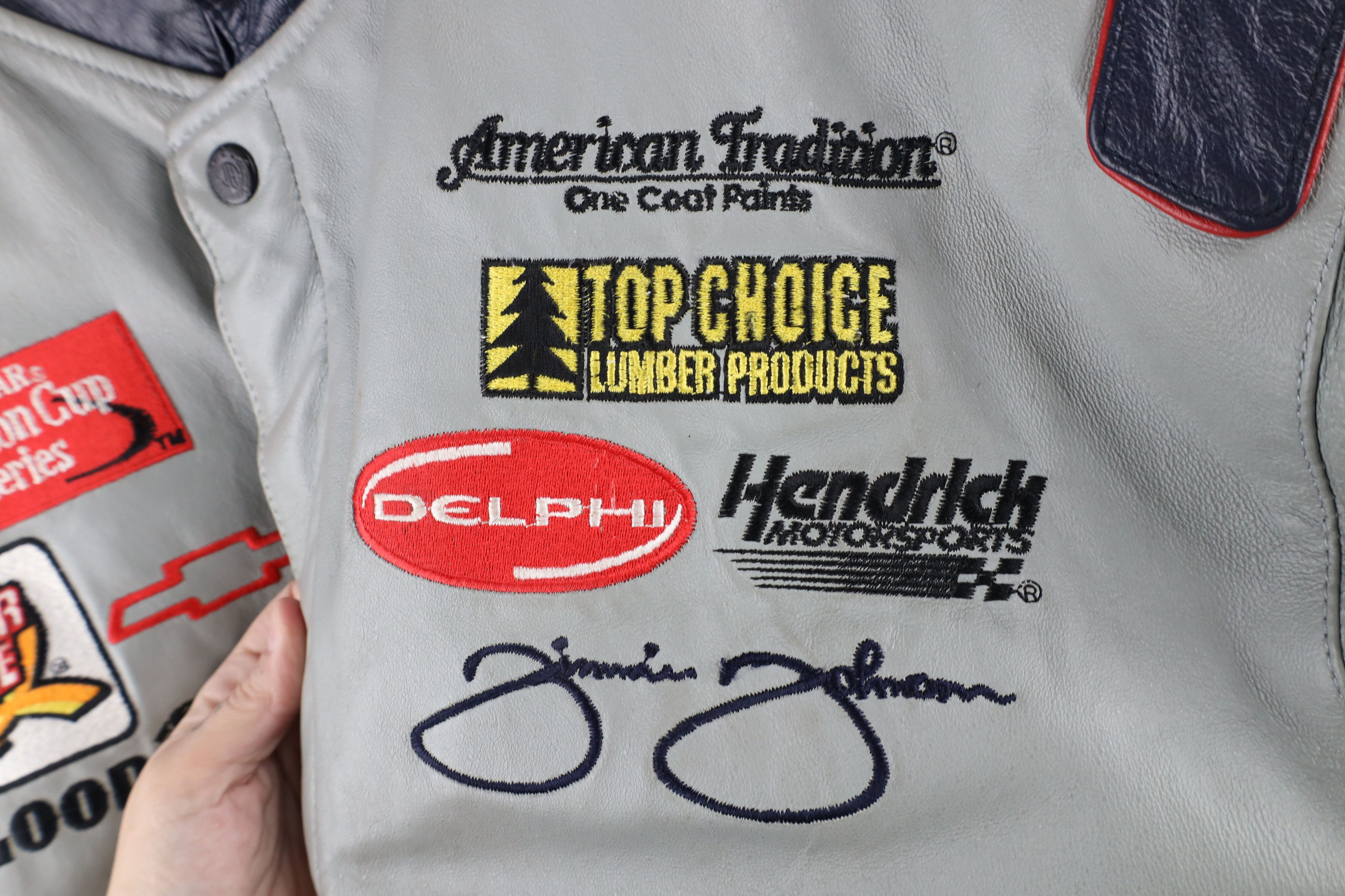 Vintage Vintage NASCAR Leather Jimmie Johnson Pit Crew Racing Jacket Size US L / EU 52-54 / 3 - 8 Thumbnail