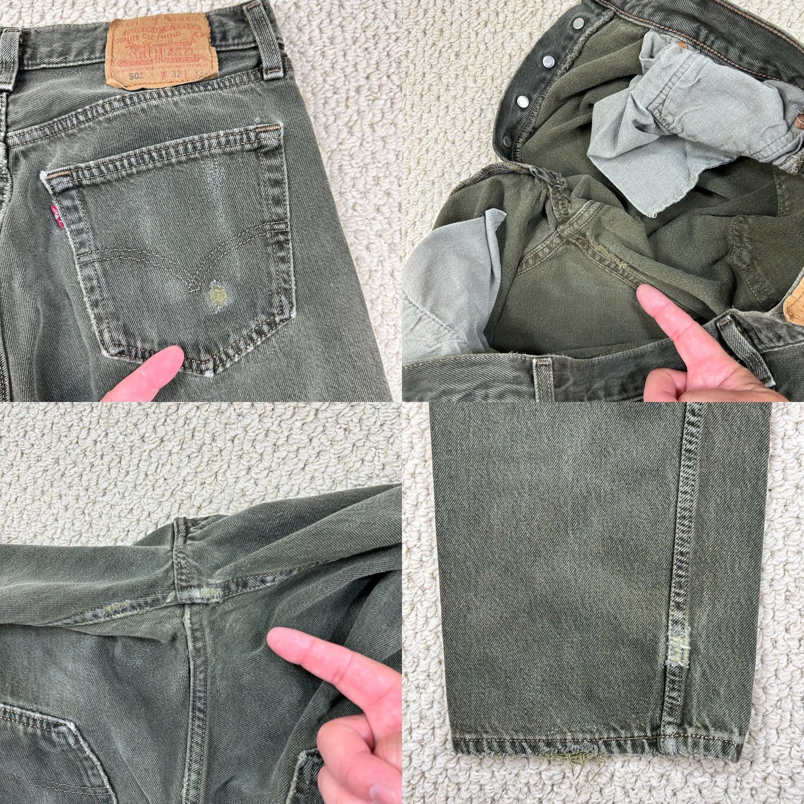 Levi's VINTAGE Levi's 501 Jeans Mens 30x30 Green Olive Denim USA Wallet Fade Size US 30 / EU 46 - 9 Thumbnail