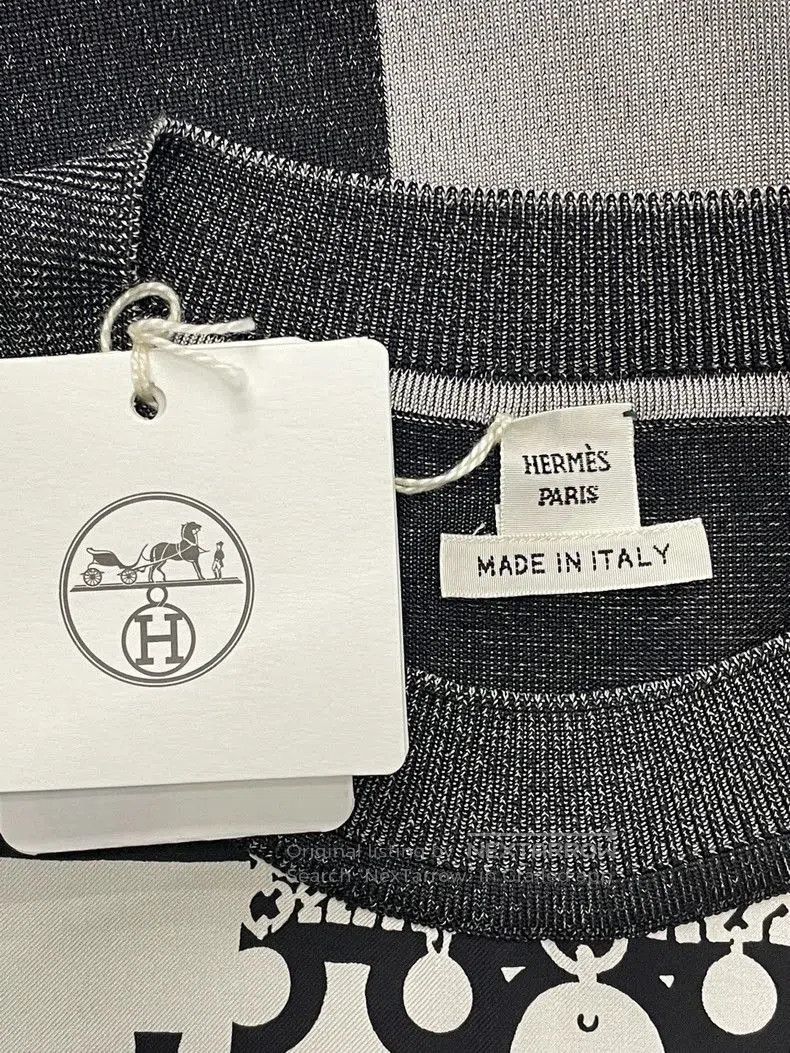 Hermes Hermes Black White Gray Colorblock Print Knitwear. Size US M / EU 48-50 / 2 - 4 Thumbnail