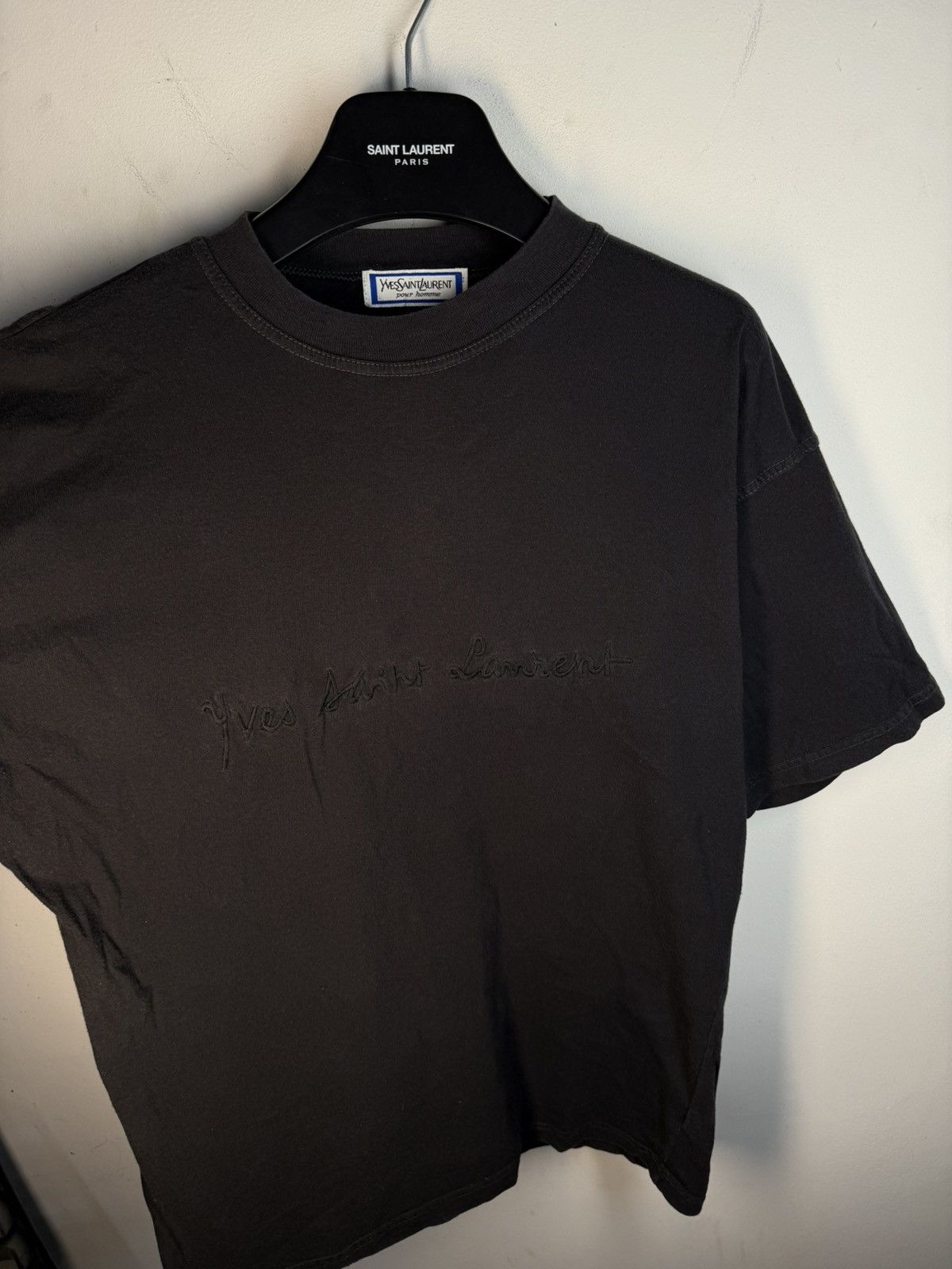 Yves Saint Laurent 90s YSL T-Shirt Big Logo Black Shirt Vintage Tee Size US M / EU 48-50 / 2 - 11 Thumbnail