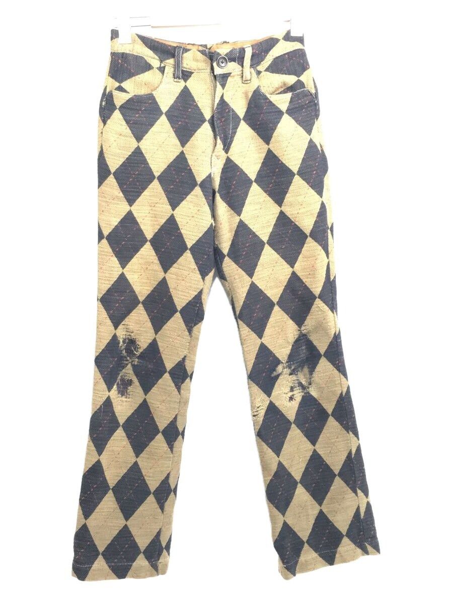 Cropped Pant Chess Board Pattern Zip Ply Straight pant Khaki