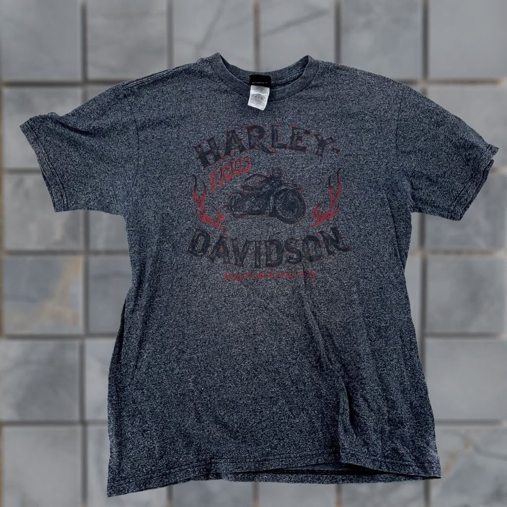 Harley Davidson Harley-Davidson T Shirt Mens M Heather Gray Flame 1903 Motorcycle Biker Shirt Short Sleeve Crew Neck Logo Graphic Print Vintage: No Shirt Size US M / EU 48-50 / 2 - 1 Thumbnail