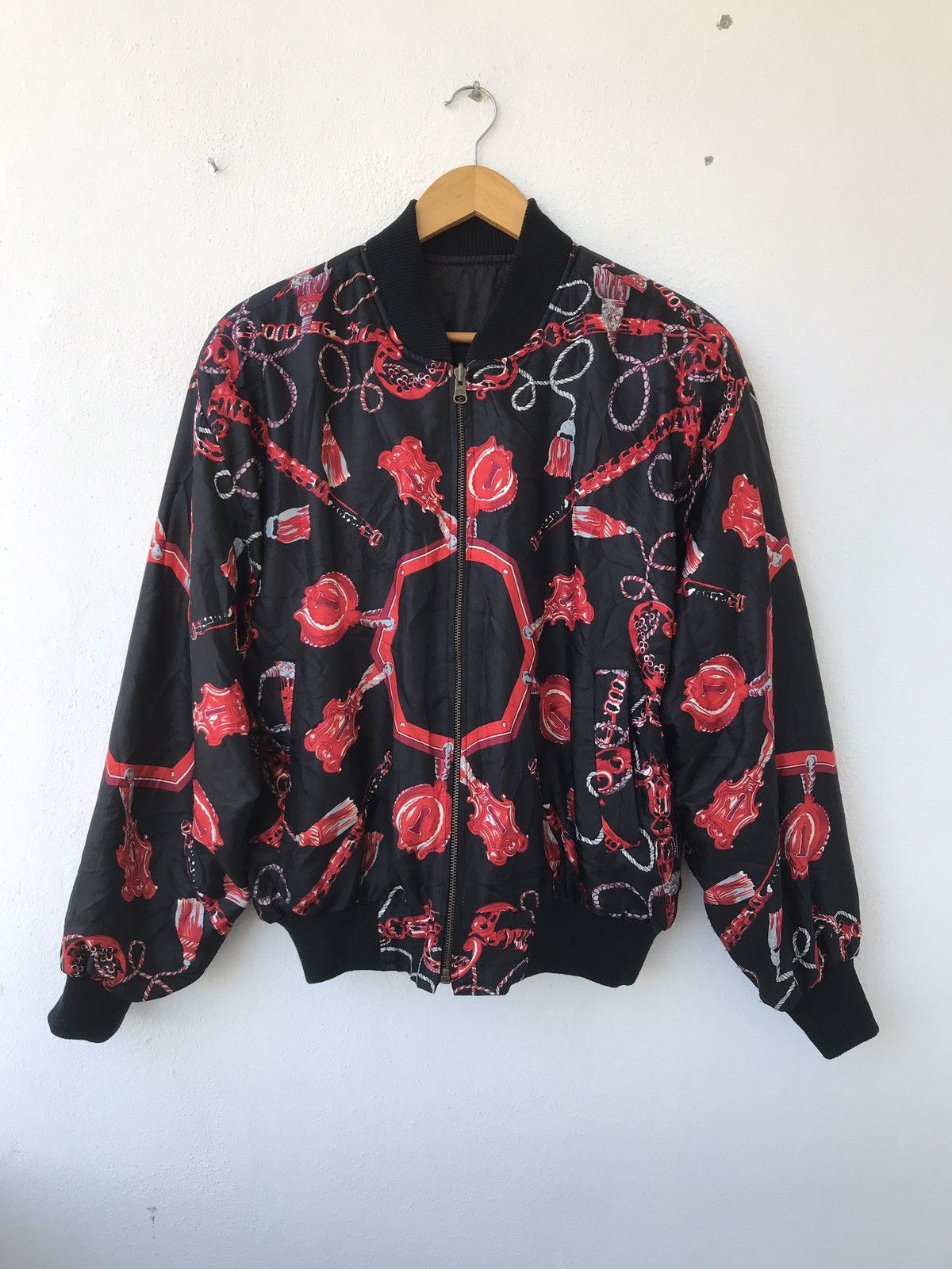 Vintage Baroque overprint Bomber Jacket