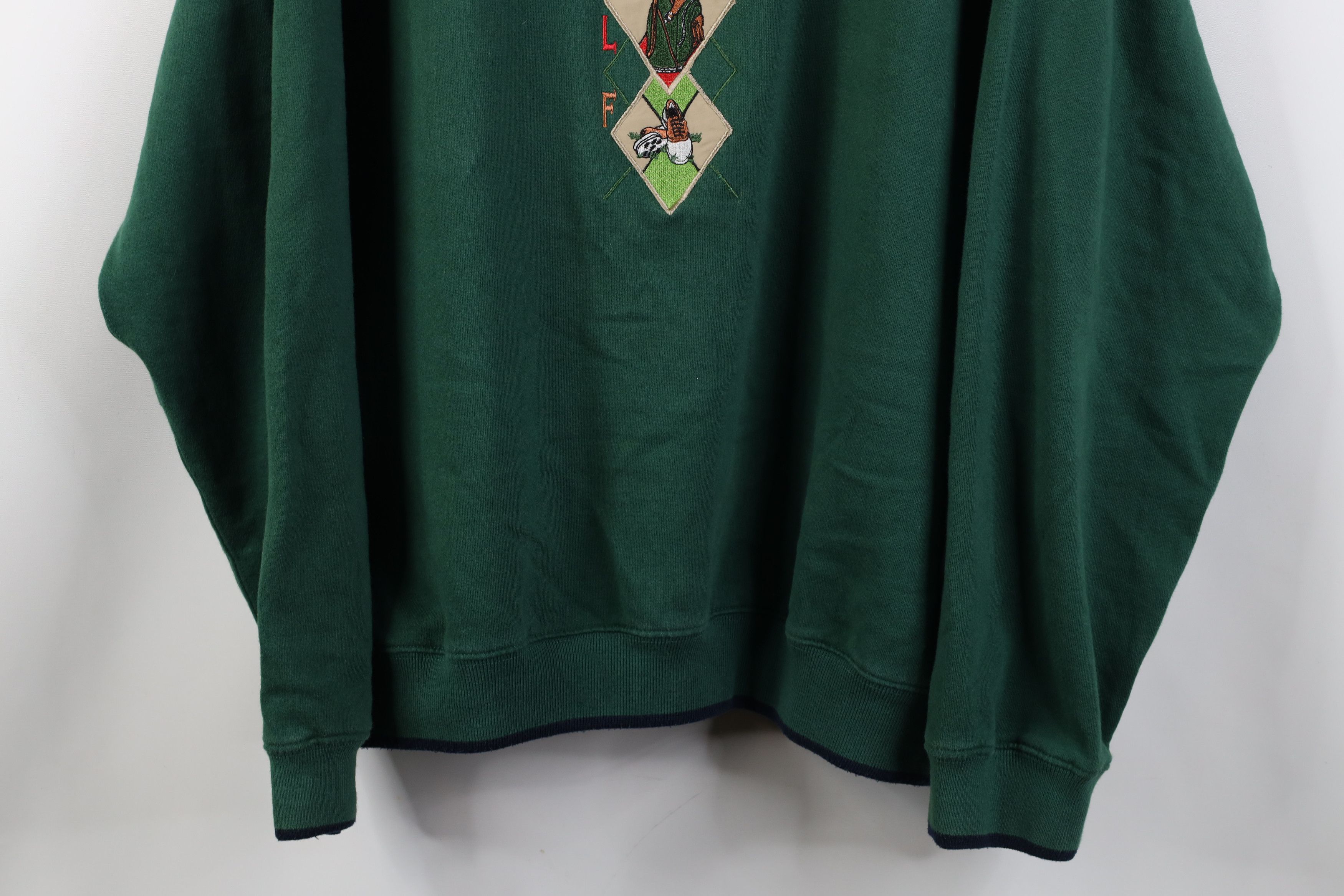 Vintage Vintage 90s Streetwear Argyle Golf Crewneck Sweatshirt Green Size US XL / EU 56 / 4 - 3 Thumbnail
