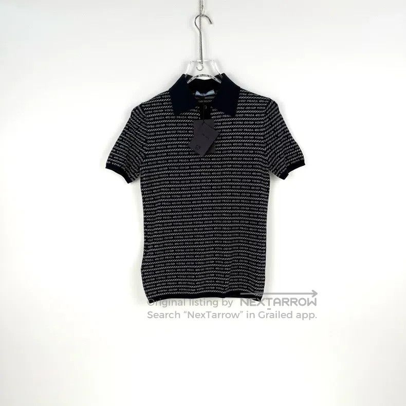 Prada Prada Dark blue full logo sheep wool polo knitted short sl Size XS / US 0-2 / IT 36-38 - 3 Thumbnail