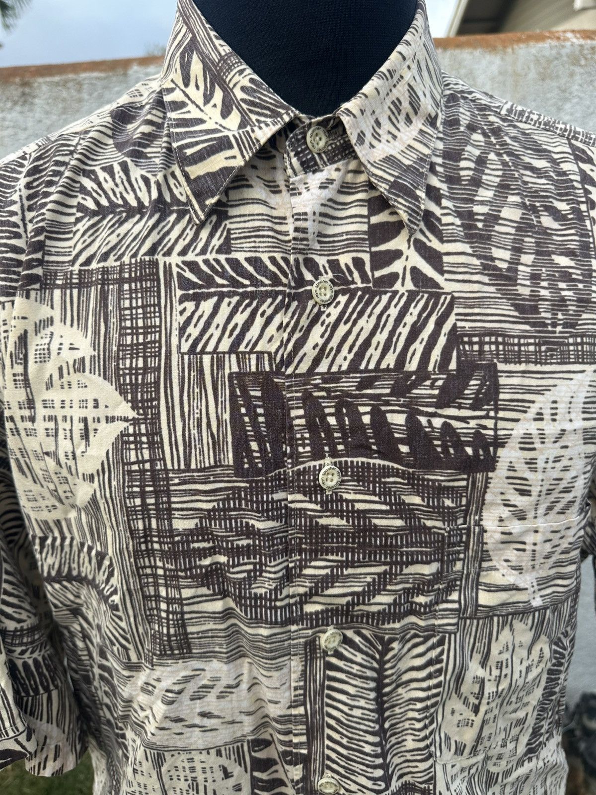 Reyn Spooner PreOwned Reyn Spooner Hawaiian Print Brown/Beige Men's L Size US L / EU 52-54 / 3 - 3 Thumbnail