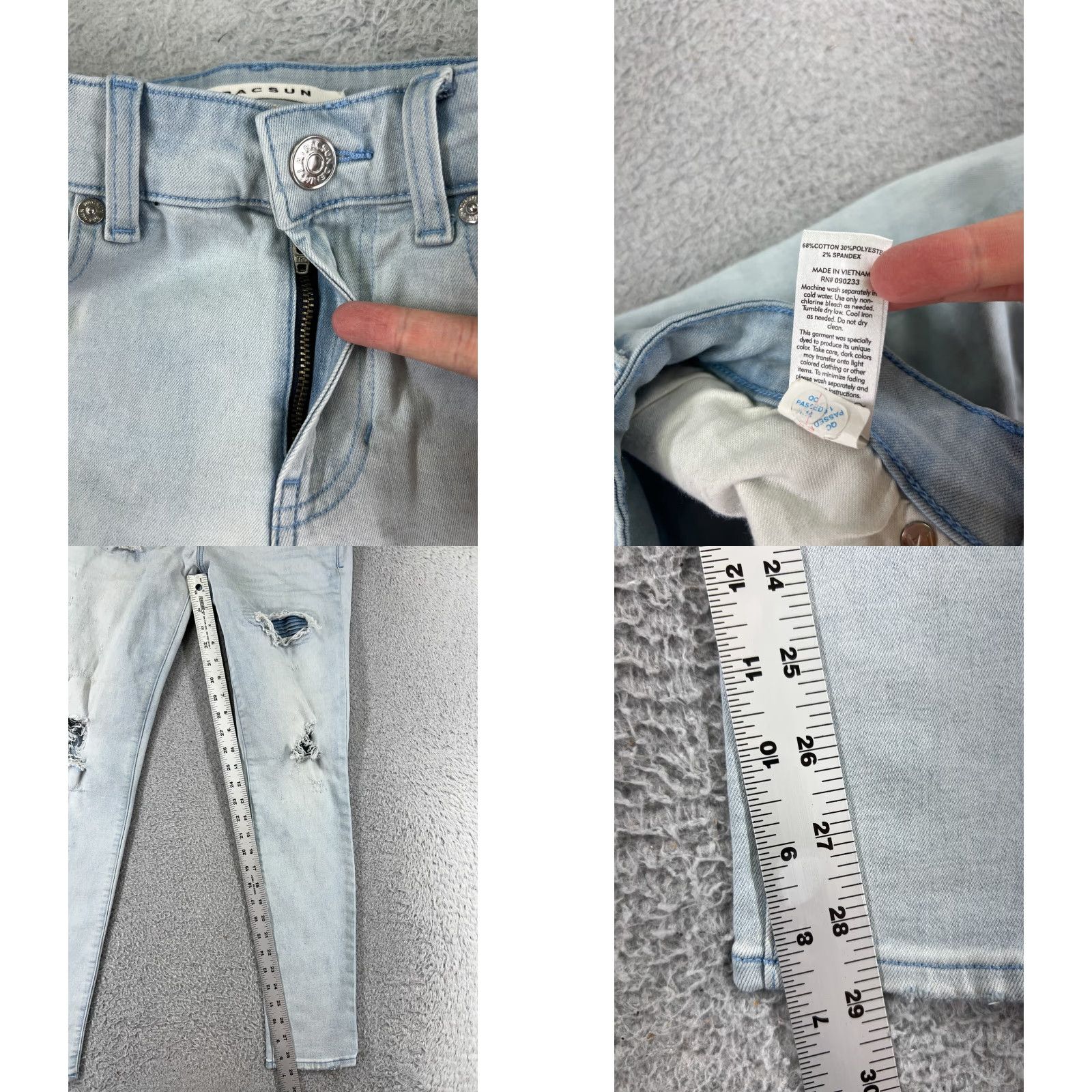 Pacsun Pacsun Jeans Womens 29 Blue Denim Distressed Skinny Stacked 30L Mid Rise 5-Pocket Classic Comfort Beachwear? Size 29" - 8 Thumbnail