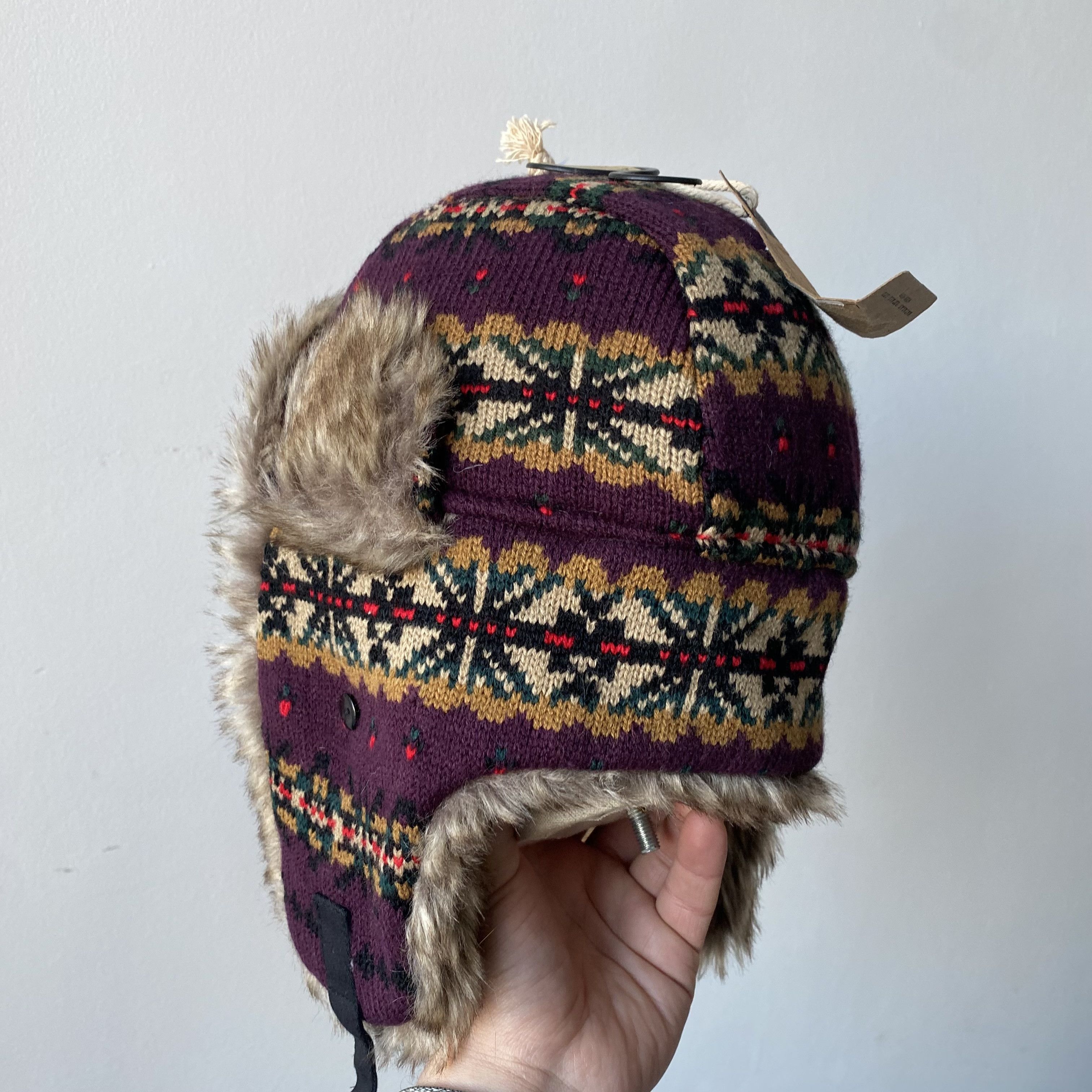 Japanese Brand Knit Trapper Faux Fur Ushanka Winter Hat Y2K Vintage Size ONE SIZE - 4 Thumbnail