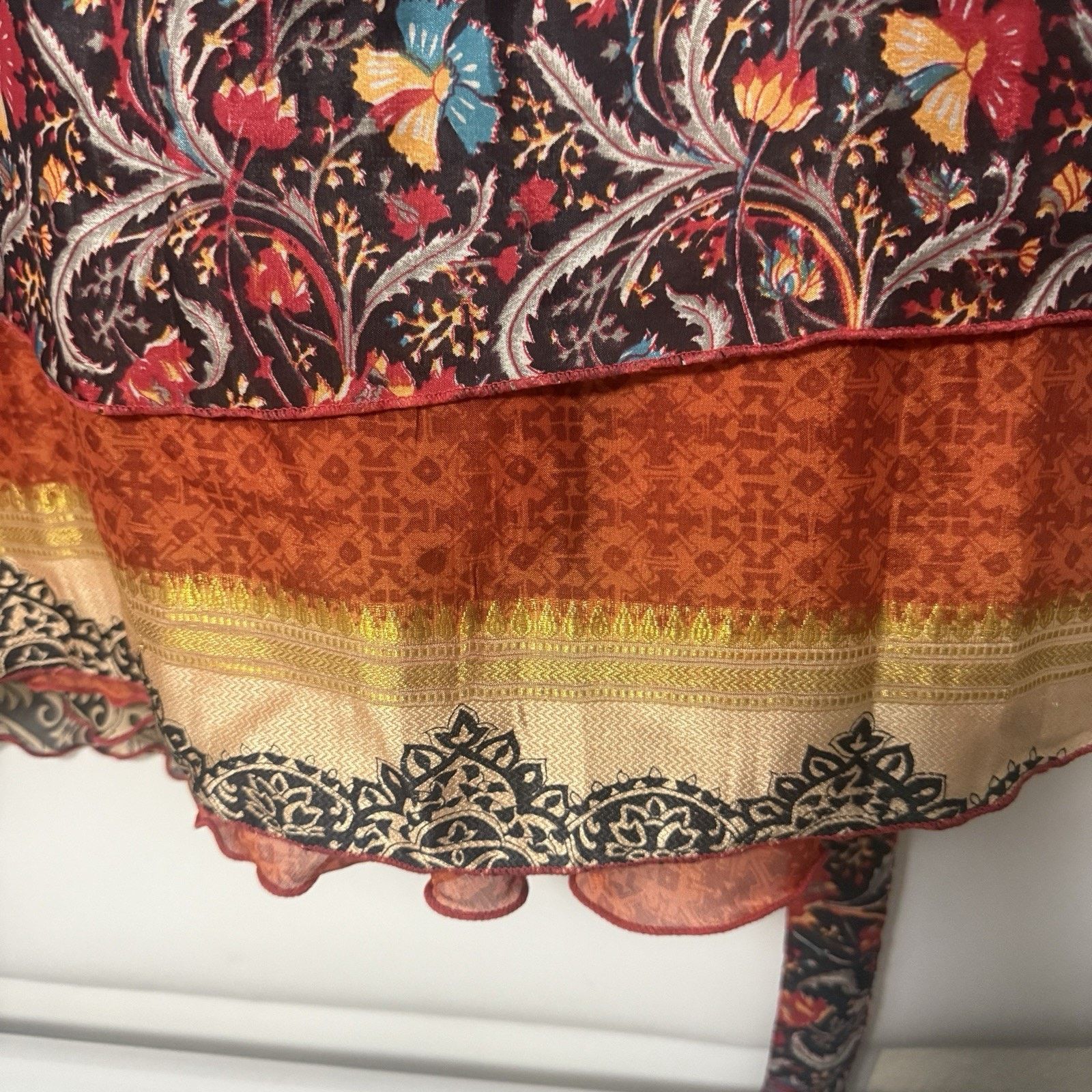 Other Wevez Wrap India Silk Blend Paisley Floral Boho Skirt Size 36" / US 14 / IT 50 - 5 Thumbnail