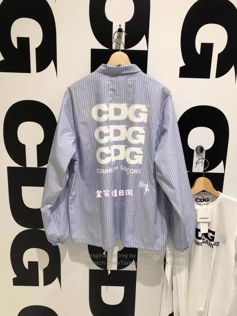 Comme des Garcons Comme Des Garcons Navy and White Striped Shirt Jacket Coac Size M / US 6-8 / IT 42-44 - 1 Thumbnail