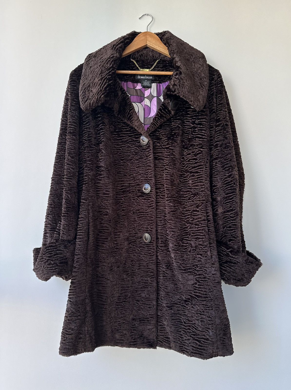 Vintage Dennis Basso Fur Coat Overcoat Jacket Women's Size L Size L / US 10 / IT 46 - 1 Thumbnail