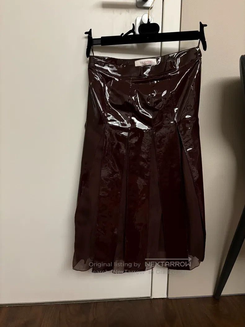 Valentino Patent leather patchwork mulberry silk pleated s