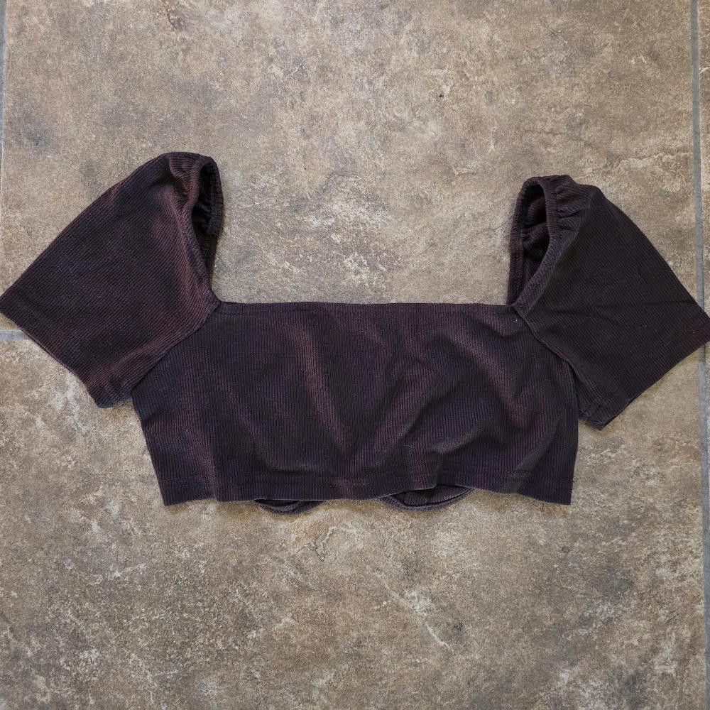Shein Dark Chocolate Cropped SHEIN Short Sleeve Size XS / US 0-2 / IT 36-38 - 2 Thumbnail
