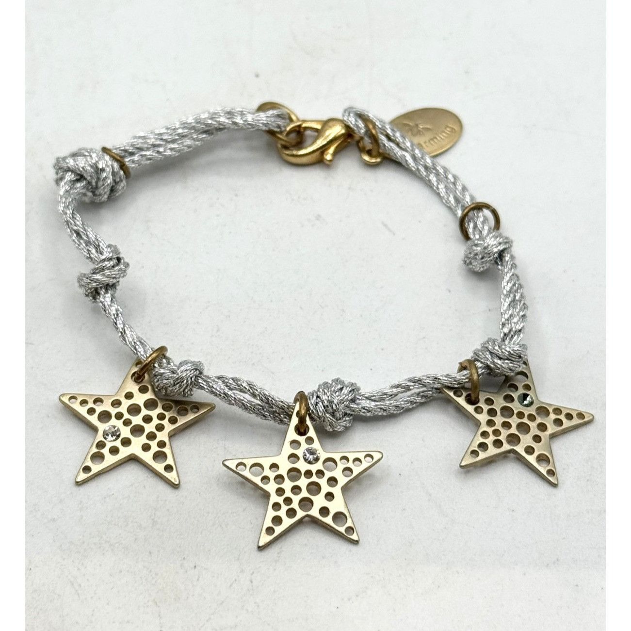 Other Vintage silver metallic thread rhinestone star charm bracele Size ONE SIZE - 1 Thumbnail