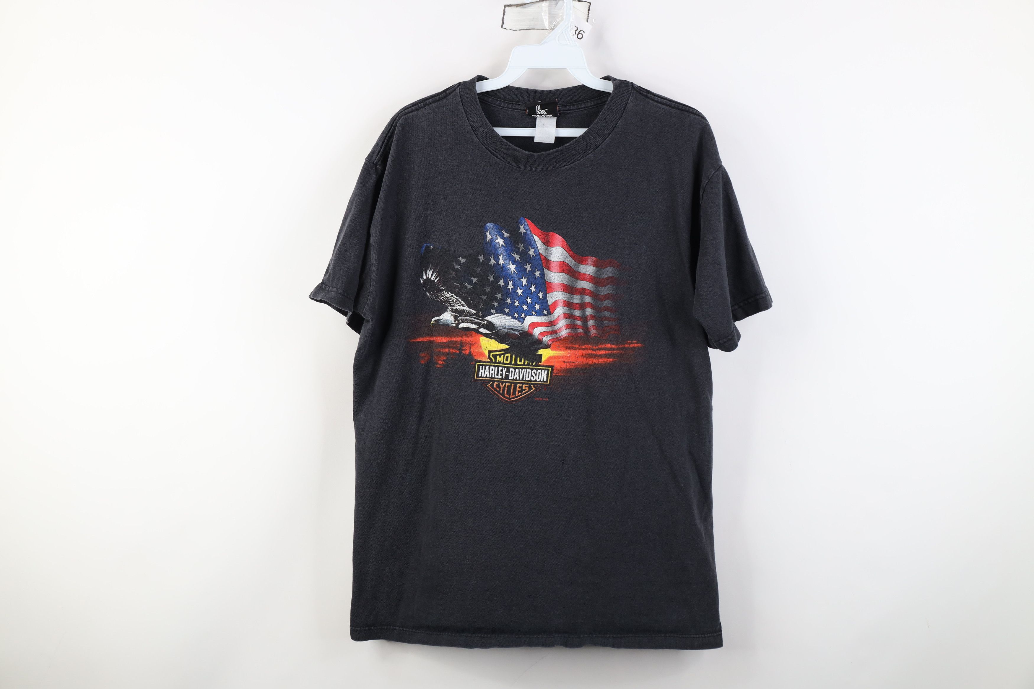 Harley Davidson Vintage Y2k 2002 Harley Davidson Eagle Flag T-Shirt USA Size US L / EU 52-54 / 3 - 1 Thumbnail