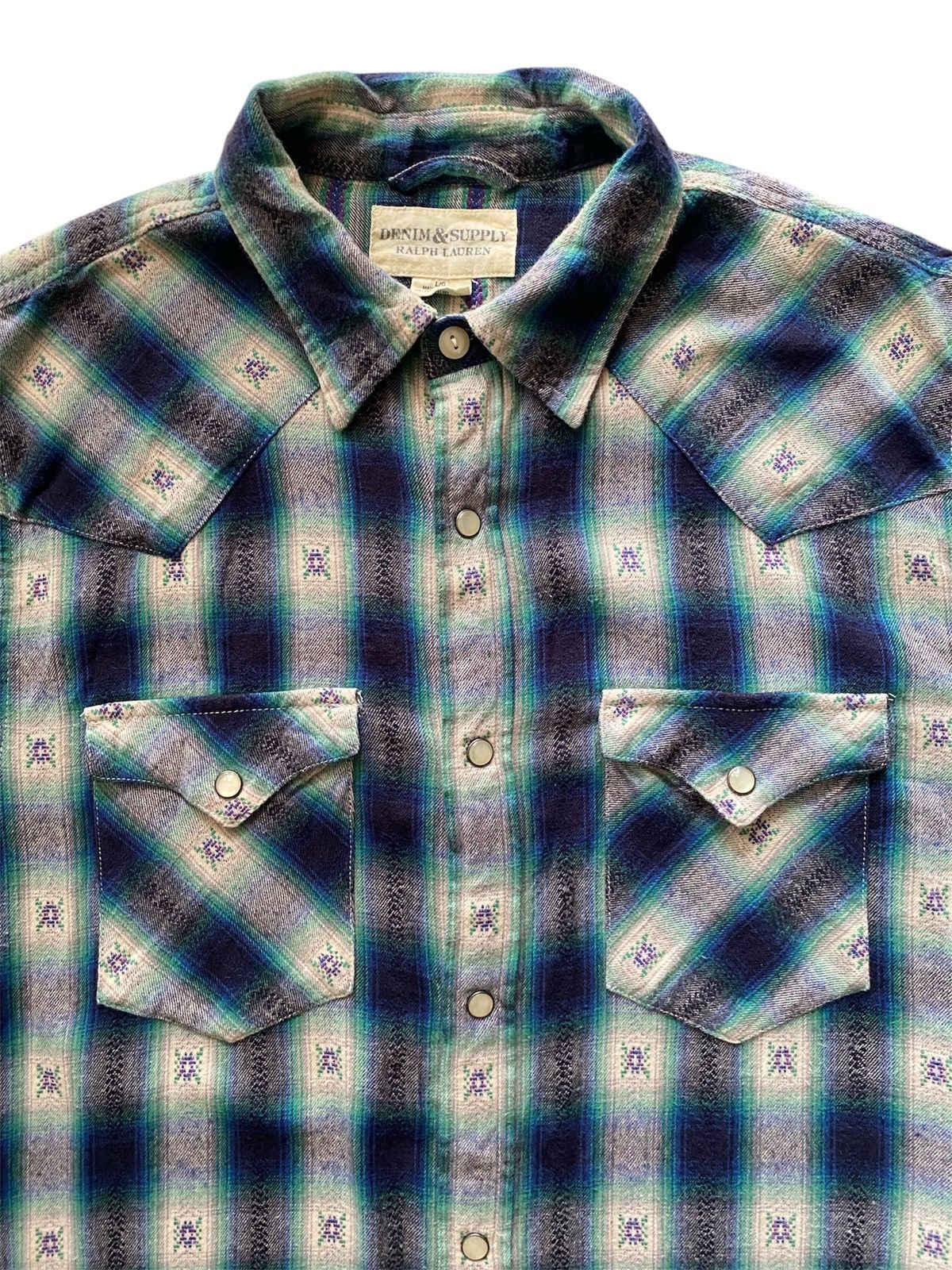 Denim & Supply Ralph Lauren Denim & Supply Ralph Lauren Western Aztec Pearl Snap Shirt Size US L / EU 52-54 / 3 - 2 Thumbnail