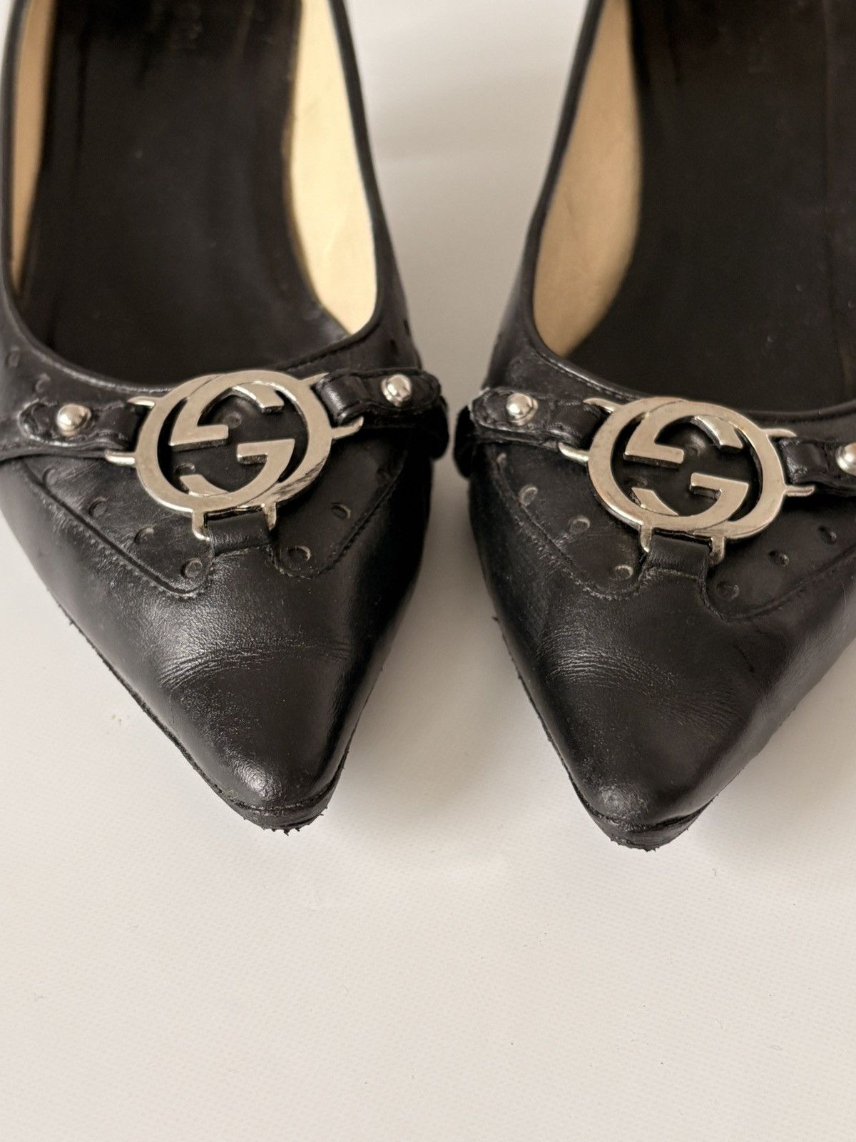 Gucci Gucci black leather kitten heels interlocking GG pumps 36 Size US 6 / IT 36 - 4 Thumbnail