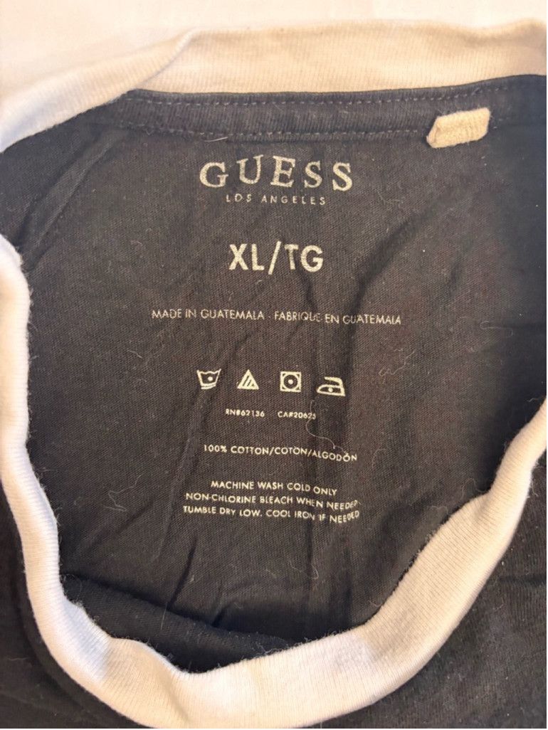 Guess Men's Guess T-shirt XL Black White Short Sleeve Size US XL / EU 56 / 4 - 7 Thumbnail