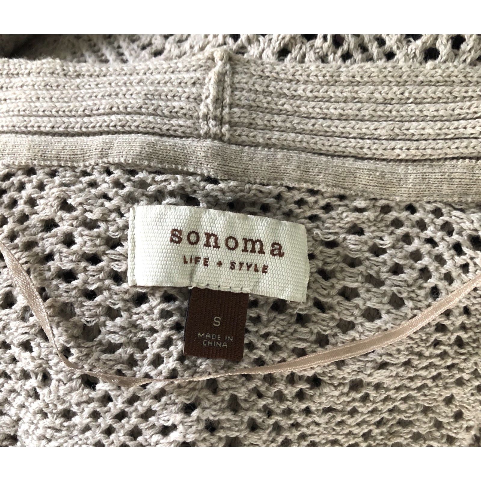 Vintage VINTAGE Sonoma Shrug Shirt Womens S Beige Open Crochet Knit Bohemian Grunge CottageCore Y2K 90s Adjustable Open Front Cashmere? Size S / US 4 / IT 40 - 4 Thumbnail